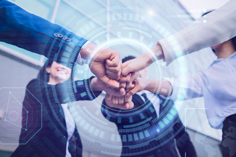 People joining hands